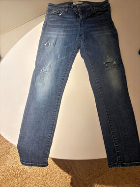DL1961 Distressed Skinny Leg Jeans Waist 28 in Blue - Stretch